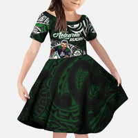 Personalized NZ Aotearoa Rugby Kid Short Sleeve Dress New Zealand Silver Fern DT02 KID Green - Polynesian Pride