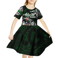 Personalized NZ Aotearoa Rugby Kid Short Sleeve Dress New Zealand Silver Fern DT02 - Polynesian Pride