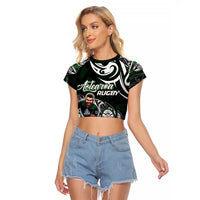 Personalized NZ Aotearoa Rugby Raglan Cropped T Shirt New Zealand Silver Fern DT02 Female Green - Polynesian Pride