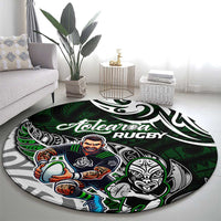 NZ Aotearoa Rugby Round Carpet New Zealand Silver Fern DT02 - Polynesian Pride
