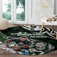 NZ Aotearoa Rugby Round Carpet New Zealand Silver Fern DT02 - Polynesian Pride