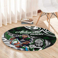 NZ Aotearoa Rugby Round Carpet New Zealand Silver Fern DT02 - Polynesian Pride