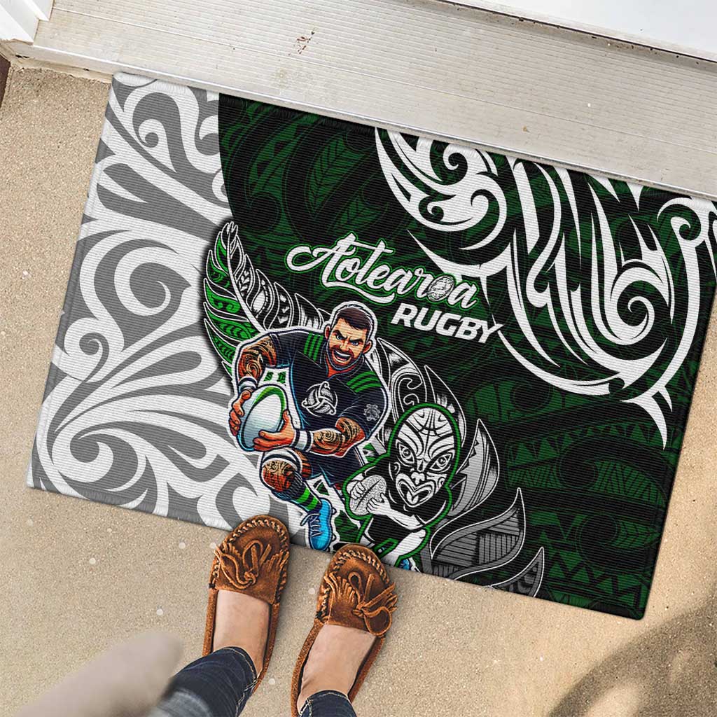 NZ Aotearoa Rugby Rubber Doormat New Zealand Silver Fern DT02 - Polynesian Pride