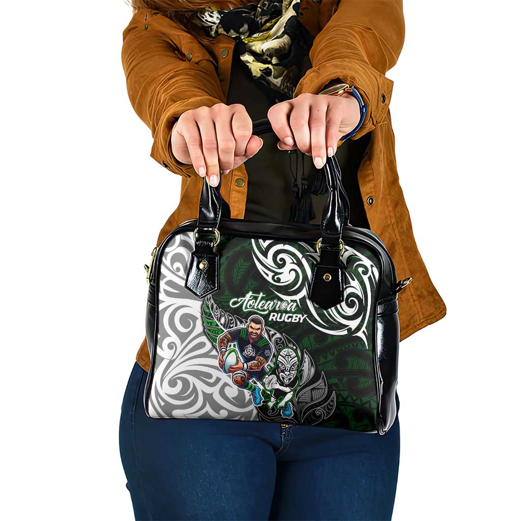 NZ Aotearoa Rugby Shoulder Handbag New Zealand Silver Fern DT02 One Size Green - Polynesian Pride
