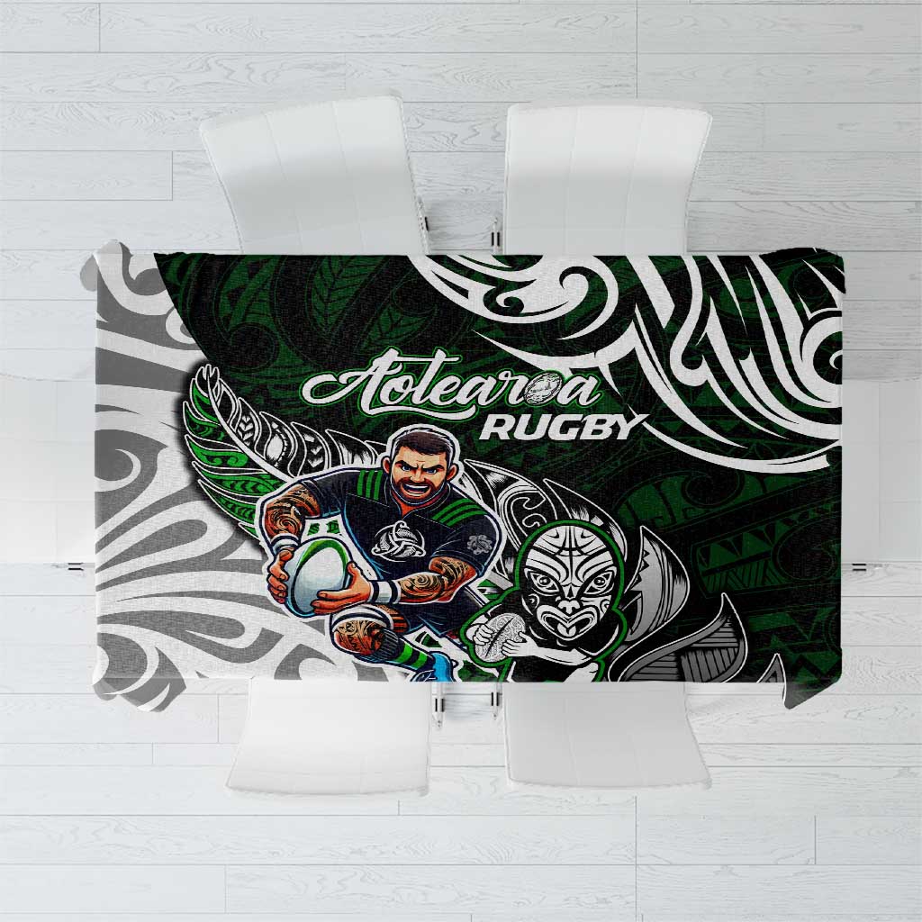 NZ Aotearoa Rugby Tablecloth New Zealand Silver Fern DT02 Green - Polynesian Pride