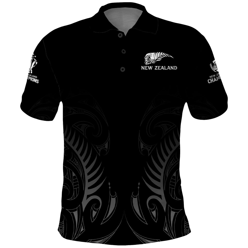 New Zealand Polo Shirt - Rugby 2023 Champions Black DT02 Black - Polynesian Pride