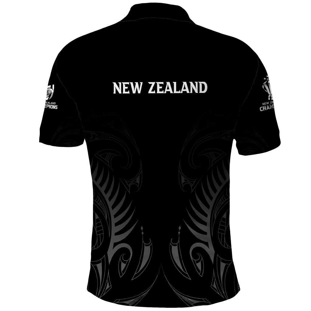 New Zealand Polo Shirt - Rugby 2023 Champions Black DT02 - Polynesian Pride