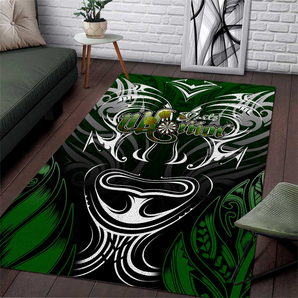 Warriors Maori Darts Area Rug New Zealand Darts Silver Fern DT02 Green - Polynesian Pride