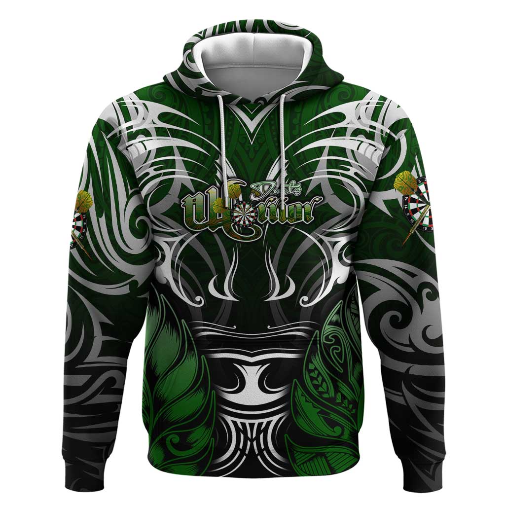 Personalised Warriors Maori Darts Hoodie New Zealand Darts Silver Fern DT02 Pullover Hoodie Green - Polynesian Pride