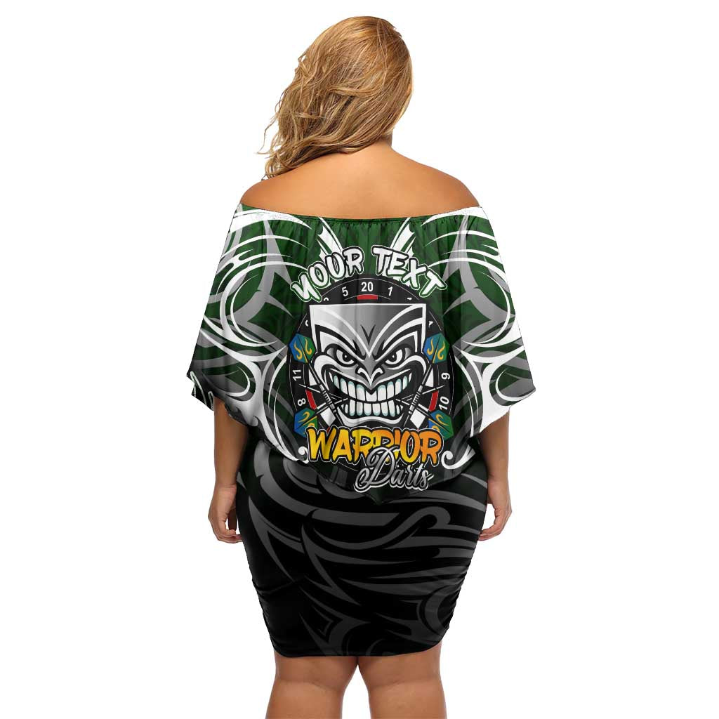 Personalised Warriors Maori Darts Off Shoulder Short Dress New Zealand Darts Silver Fern DT02 - Polynesian Pride