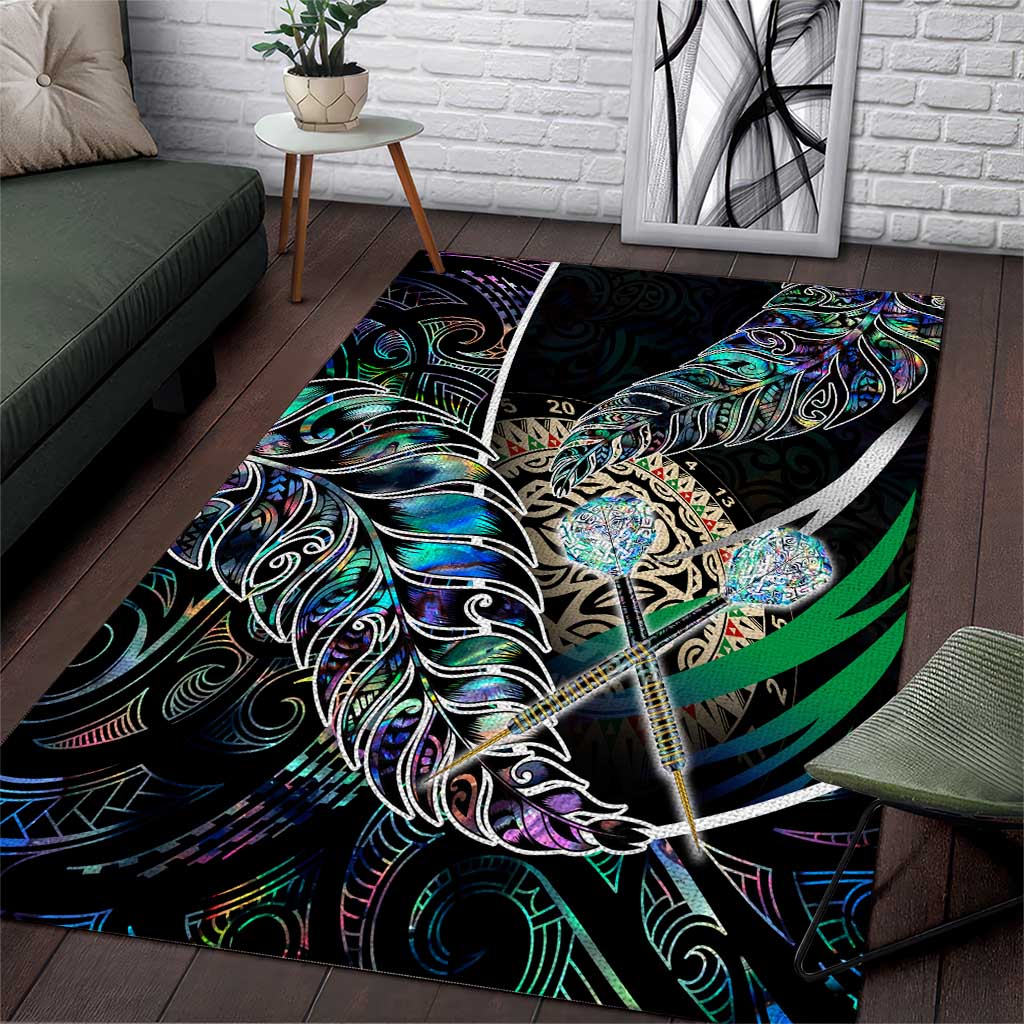 New Zealand Darts Area Rug NZ Paua Shell Maori Fern DT02 Black - Polynesian Pride