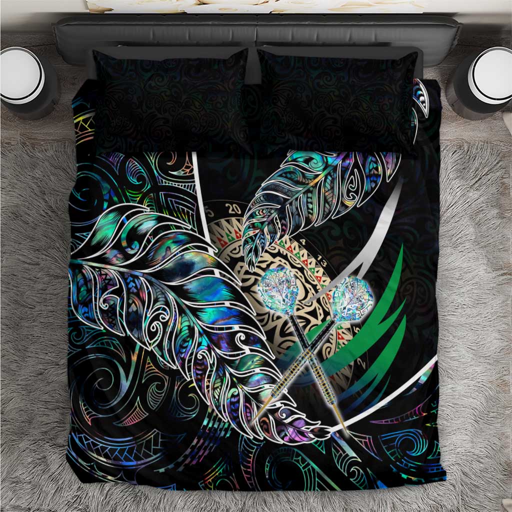 New Zealand Darts Bedding Set NZ Paua Shell Maori Fern DT02 Black - Polynesian Pride