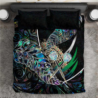New Zealand Darts Bedding Set NZ Paua Shell Maori Fern DT02 Black - Polynesian Pride