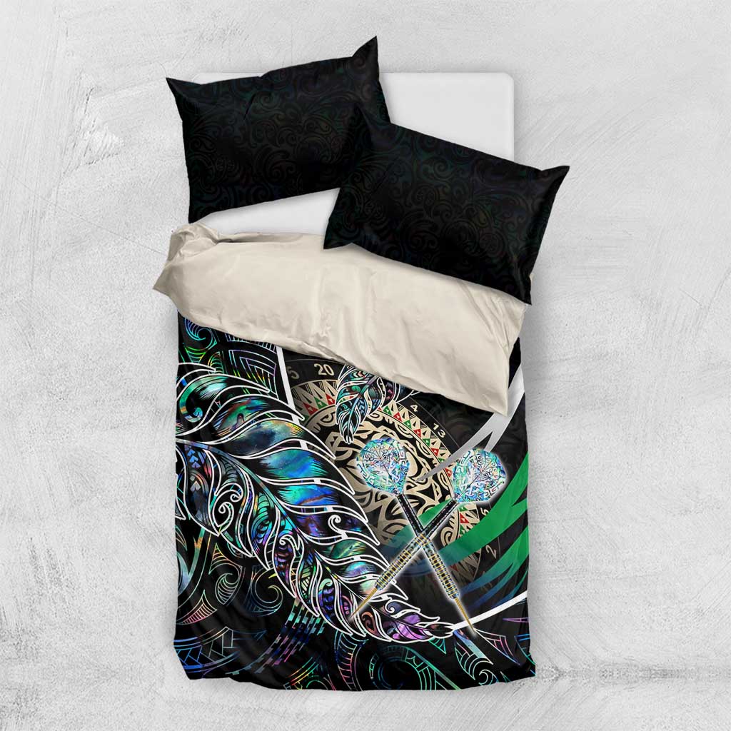 New Zealand Darts Bedding Set NZ Paua Shell Maori Fern DT02 US Twin 172cm x 218cm Black - Polynesian Pride