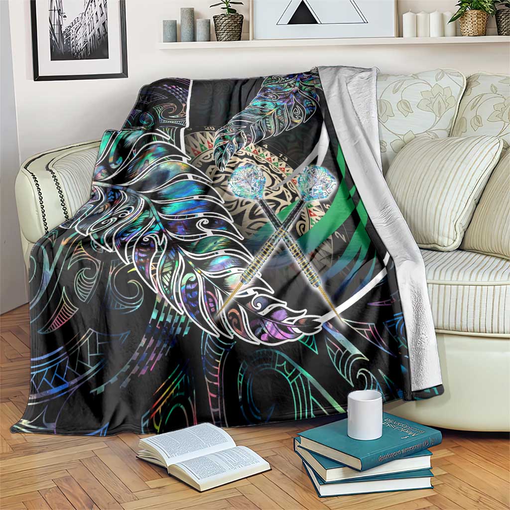 New Zealand Darts Blanket NZ Paua Shell Maori Fern DT02 Black - Polynesian Pride