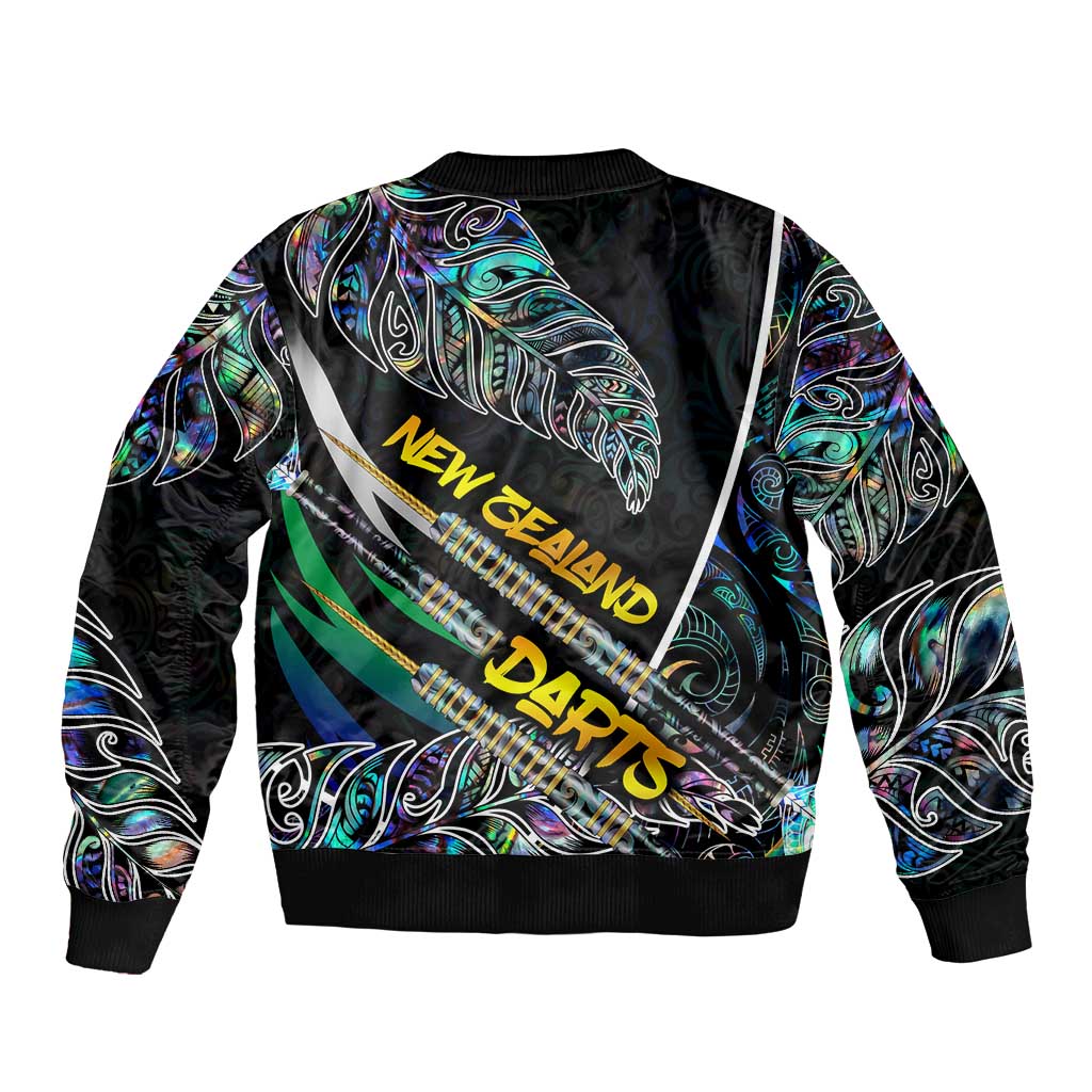 Personalised New Zealand Darts Bomber Jacket NZ Paua Shell Maori Fern DT02 - Polynesian Pride