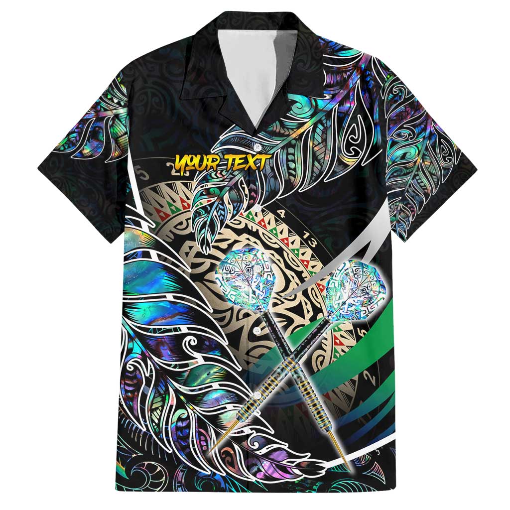 Personalised New Zealand Darts Hawaiian Shirt NZ Paua Shell Maori Fern DT02 Black - Polynesian Pride