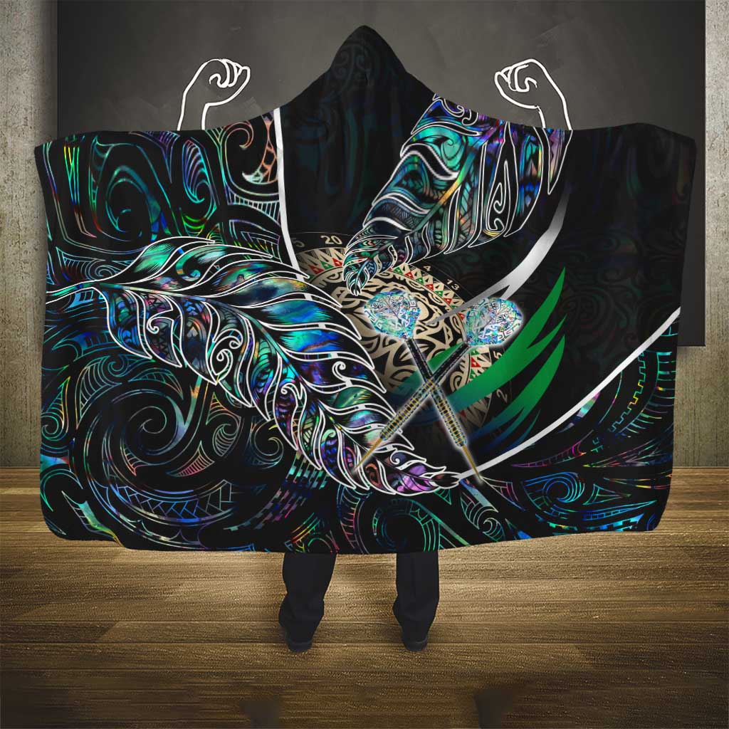 New Zealand Darts Hooded Blanket NZ Paua Shell Maori Fern DT02 - Polynesian Pride