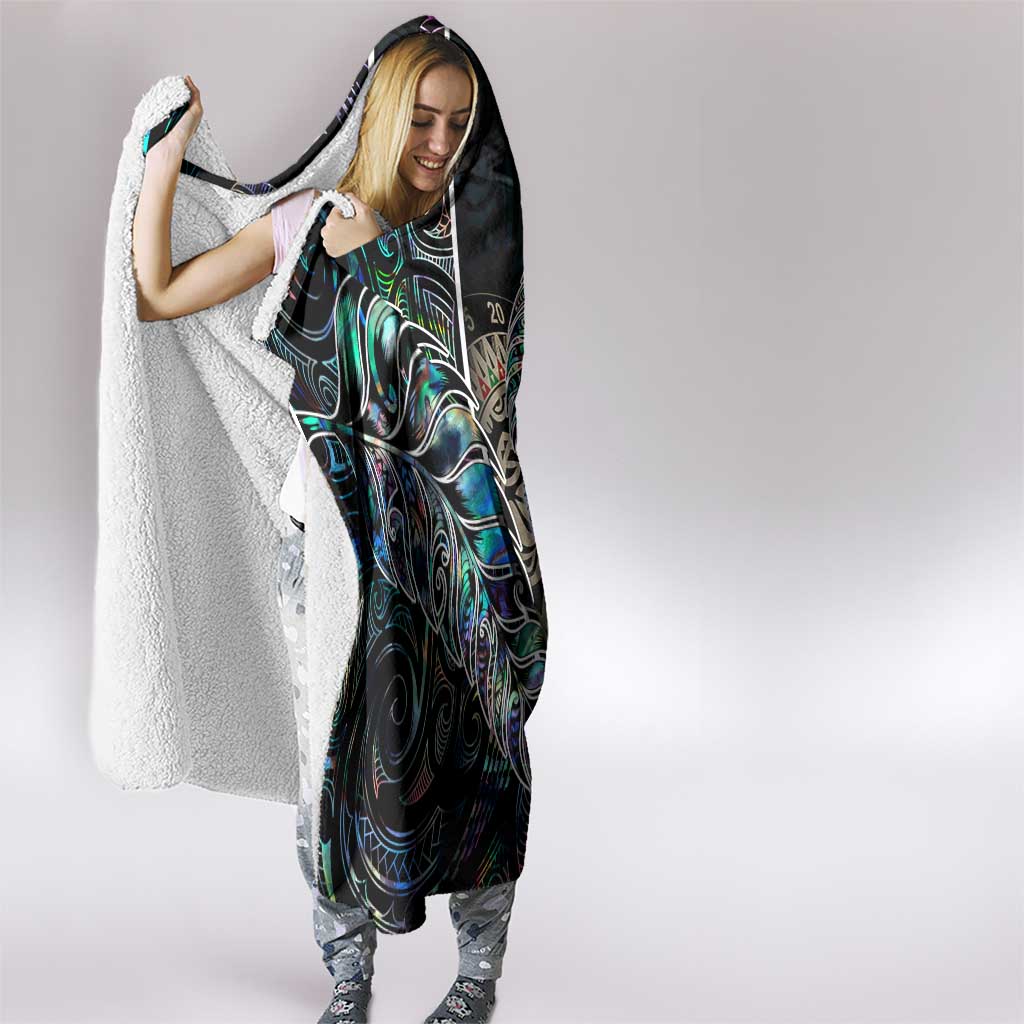 New Zealand Darts Hooded Blanket NZ Paua Shell Maori Fern DT02 - Polynesian Pride