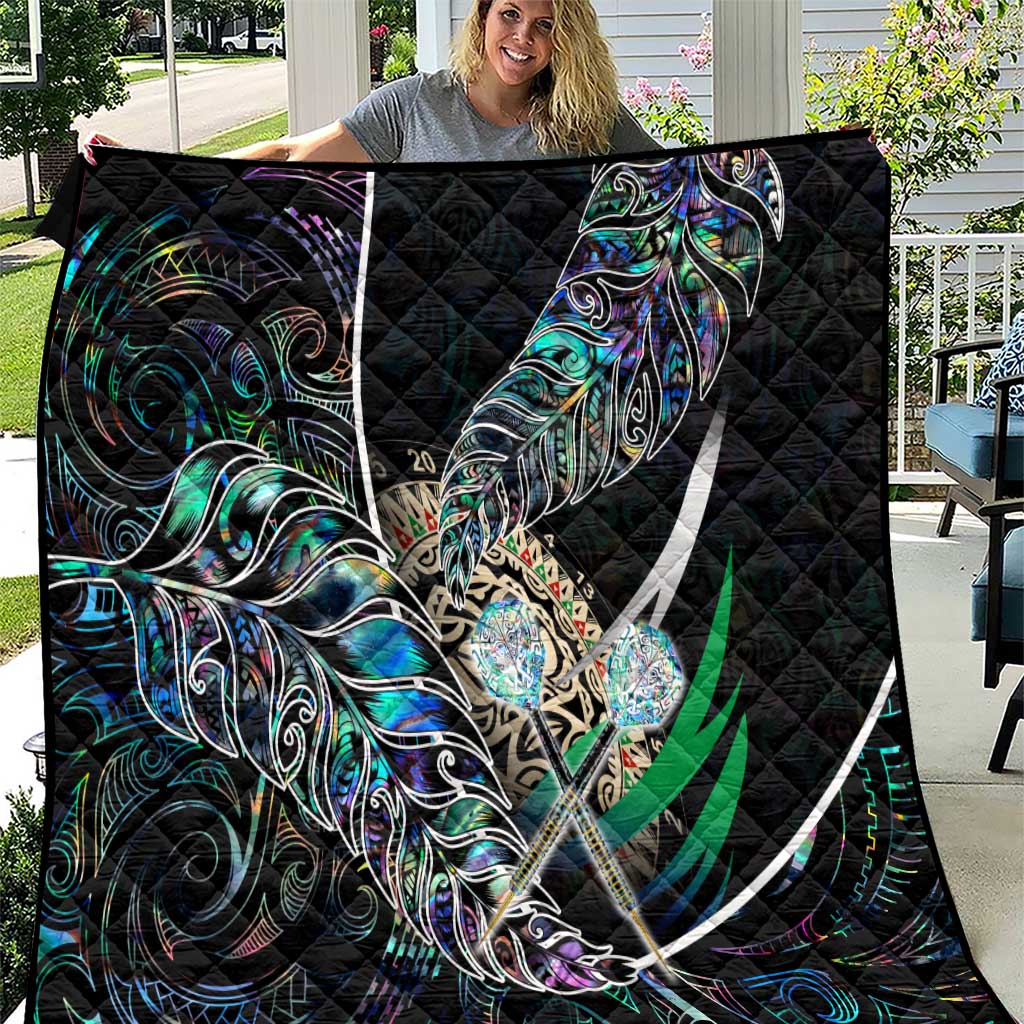 New Zealand Darts Quilt NZ Paua Shell Maori Fern DT02 Black - Polynesian Pride