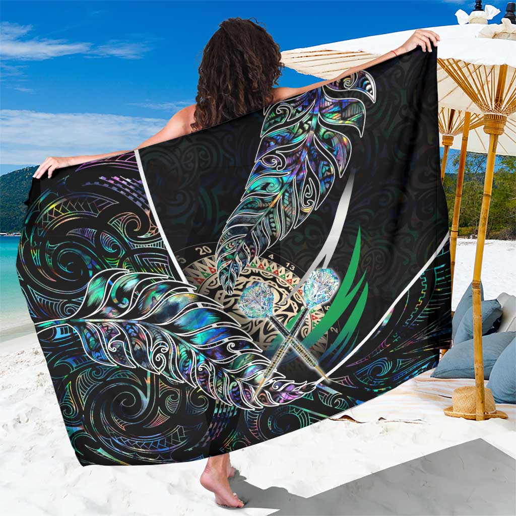 New Zealand Darts Sarong NZ Paua Shell Maori Fern DT02 One Size 44 x 66 inches Black - Polynesian Pride