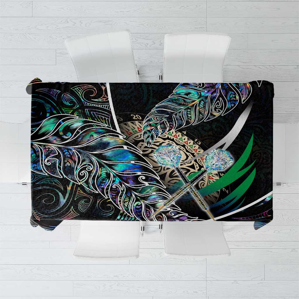 New Zealand Darts Tablecloth NZ Paua Shell Maori Fern DT02 Black - Polynesian Pride