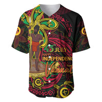 Custom Vanuatu 45th Independence Anniversary Baseball Jersey Flower Melanesian Namele Turtle DT02 Black - Polynesian Pride