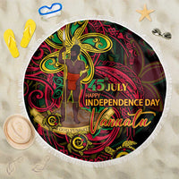 Vanuatu 45th Independence Anniversary Beach Blanket Flower Melanesian Namele Turtle DT02 One Size 150cm Black - Polynesian Pride