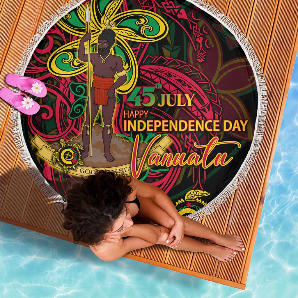 Vanuatu 45th Independence Anniversary Beach Blanket Flower Melanesian Namele Turtle DT02 - Polynesian Pride