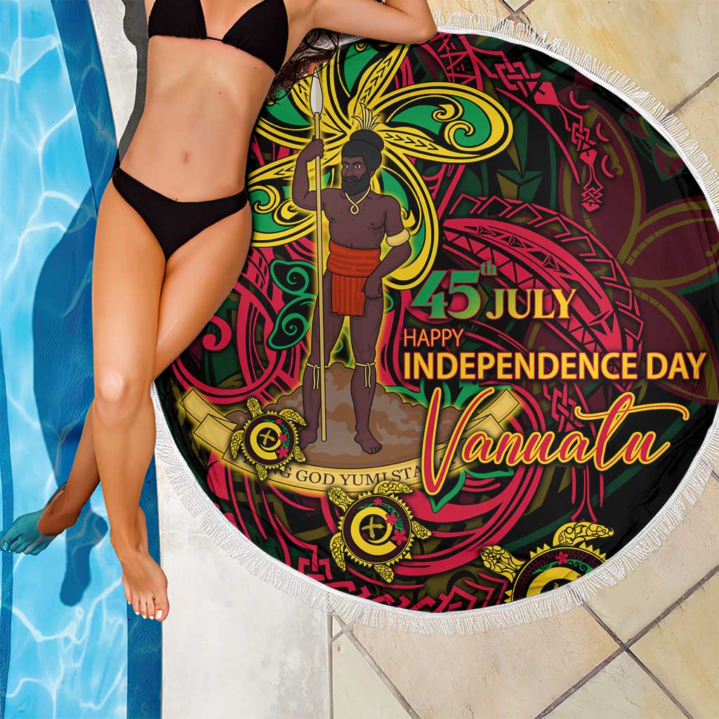Vanuatu 45th Independence Anniversary Beach Blanket Flower Melanesian Namele Turtle DT02 - Polynesian Pride