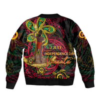 Custom Vanuatu 45th Independence Anniversary Bomber Jacket Flower Melanesian Namele Turtle DT02 - Polynesian Pride