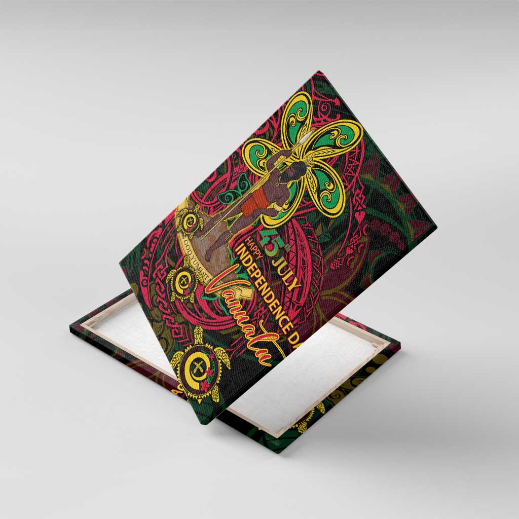 Vanuatu 45th Independence Anniversary Canvas Wall Art Flower Melanesian Namele Turtle DT02 With Frame Black - Polynesian Pride