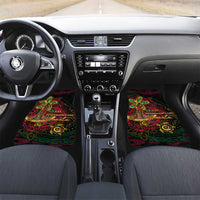 Vanuatu 45th Independence Anniversary Car Mats Flower Melanesian Namele Turtle DT02 Set 2pcs - Front Black - Polynesian Pride