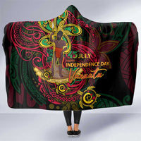 Vanuatu 45th Independence Anniversary Hooded Blanket Flower Melanesian Namele Turtle DT02 One Size Black - Polynesian Pride