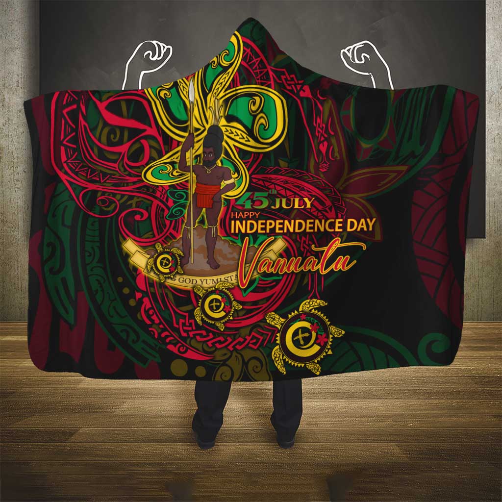 Vanuatu 45th Independence Anniversary Hooded Blanket Flower Melanesian Namele Turtle DT02 - Polynesian Pride