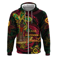 Custom Vanuatu 45th Independence Anniversary Hoodie Flower Melanesian Namele Turtle DT02 Zip Hoodie Black - Polynesian Pride