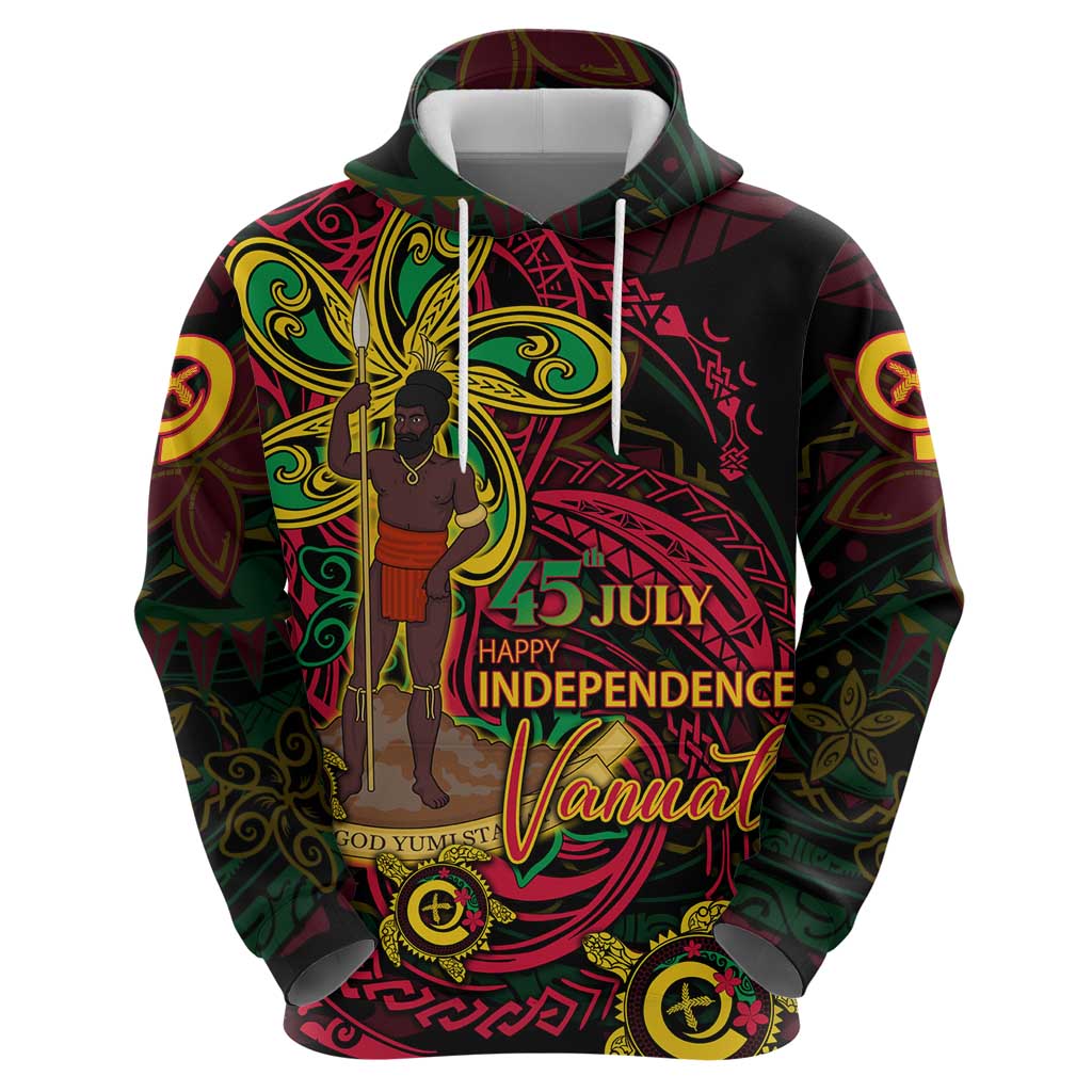Custom Vanuatu 45th Independence Anniversary Hoodie Flower Melanesian Namele Turtle DT02 - Polynesian Pride