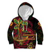 Custom Vanuatu 45th Independence Anniversary Kid Hoodie Flower Melanesian Namele Turtle DT02 Hoodie Black - Polynesian Pride