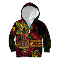 Custom Vanuatu 45th Independence Anniversary Kid Hoodie Flower Melanesian Namele Turtle DT02 Zip Hoodie Black - Polynesian Pride