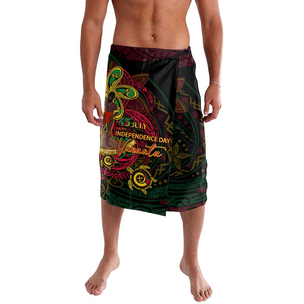 Custom Vanuatu 45th Independence Anniversary Lavalava Flower Melanesian Namele Turtle DT02 Black - Polynesian Pride