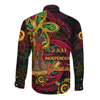 Custom Vanuatu 45th Independence Anniversary Long Sleeve Button Shirt Flower Melanesian Namele Turtle DT02 - Polynesian Pride