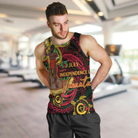 Custom Vanuatu 45th Independence Anniversary Men Tank Top Flower Melanesian Namele Turtle DT02 Black - Polynesian Pride