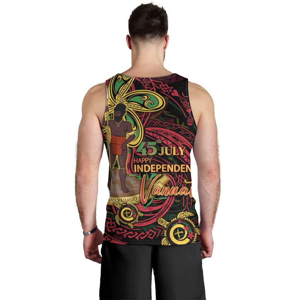 Custom Vanuatu 45th Independence Anniversary Men Tank Top Flower Melanesian Namele Turtle DT02 - Polynesian Pride