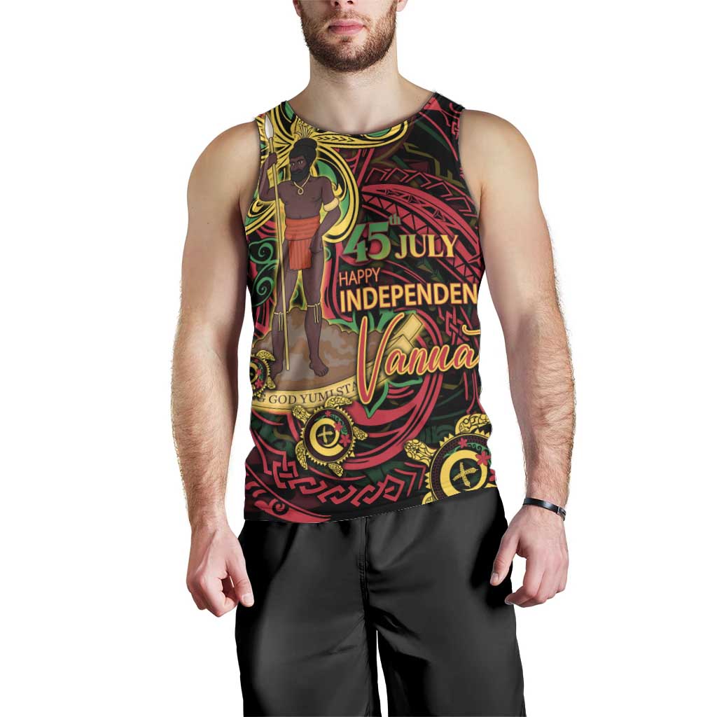 Custom Vanuatu 45th Independence Anniversary Men Tank Top Flower Melanesian Namele Turtle DT02 - Polynesian Pride