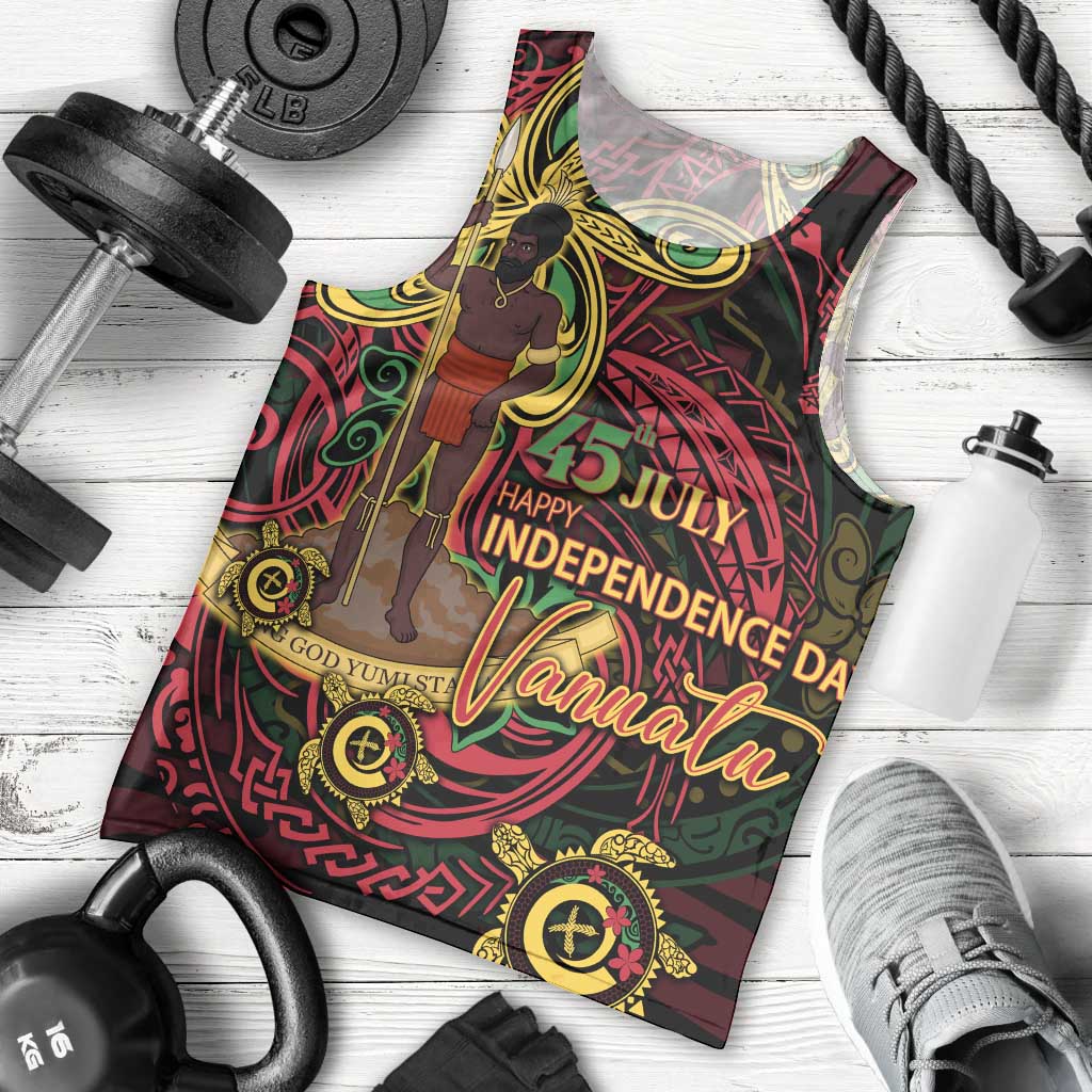 Custom Vanuatu 45th Independence Anniversary Men Tank Top Flower Melanesian Namele Turtle DT02 - Polynesian Pride