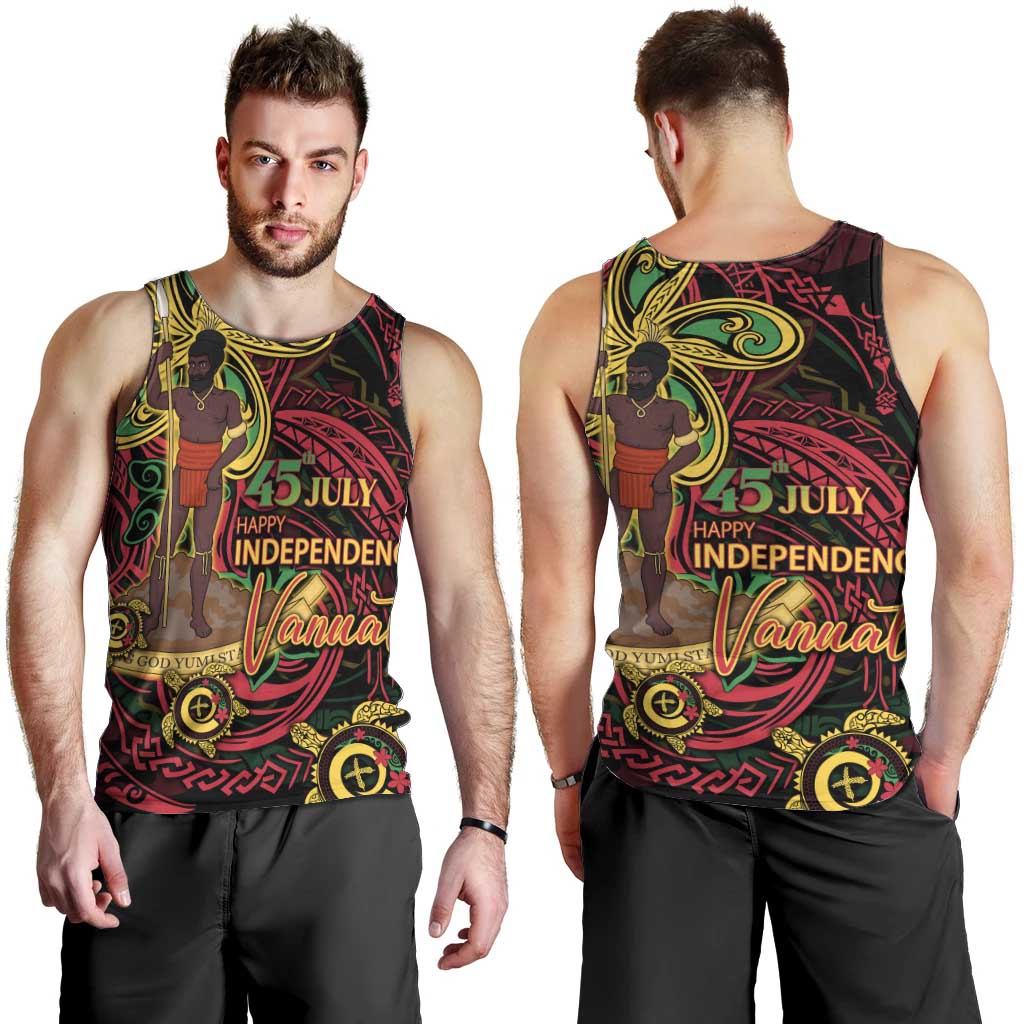 Custom Vanuatu 45th Independence Anniversary Men Tank Top Flower Melanesian Namele Turtle DT02 - Polynesian Pride