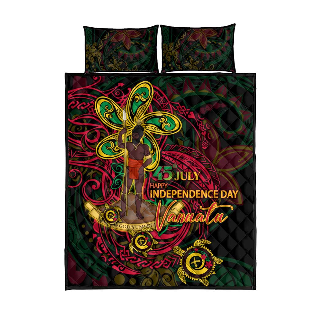 Vanuatu 45th Independence Anniversary Quilt Bed Set Flower Melanesian Namele Turtle DT02 - Polynesian Pride