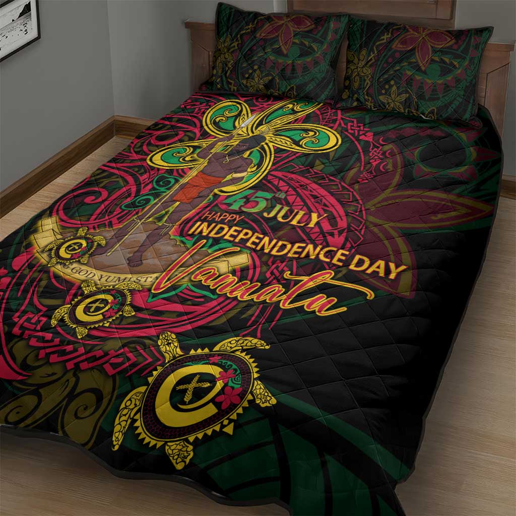 Vanuatu 45th Independence Anniversary Quilt Bed Set Flower Melanesian Namele Turtle DT02 - Polynesian Pride