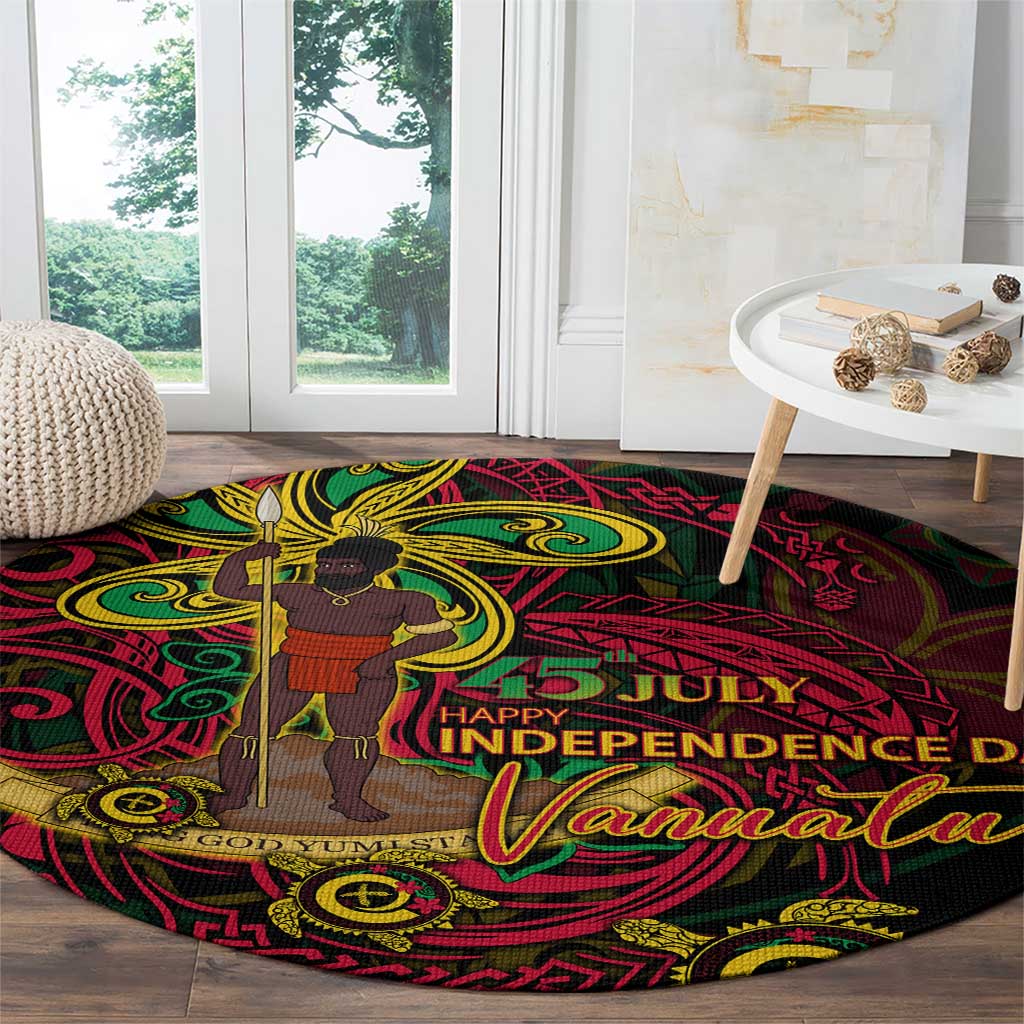 Vanuatu 45th Independence Anniversary Round Carpet Flower Melanesian Namele Turtle DT02 - Polynesian Pride
