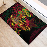 Vanuatu 45th Independence Anniversary Rubber Doormat Flower Melanesian Namele Turtle DT02 - Polynesian Pride